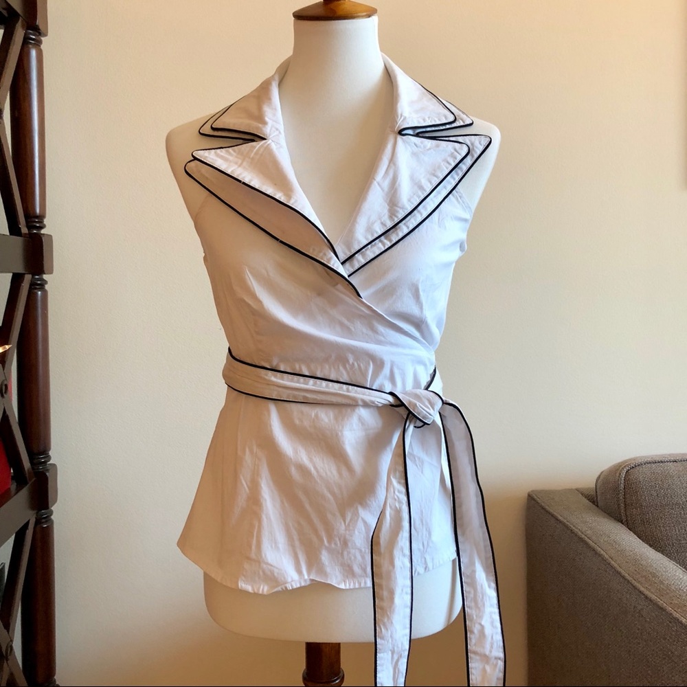 White wrap halter blouse